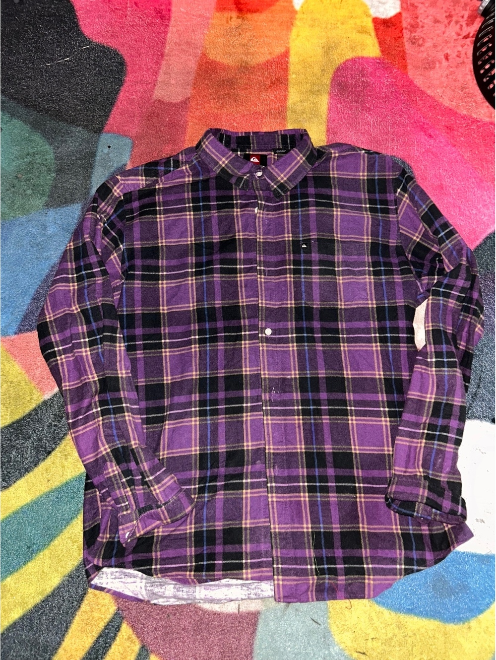 Quik Silver Men's Purple Plaid Button-Up Shirt